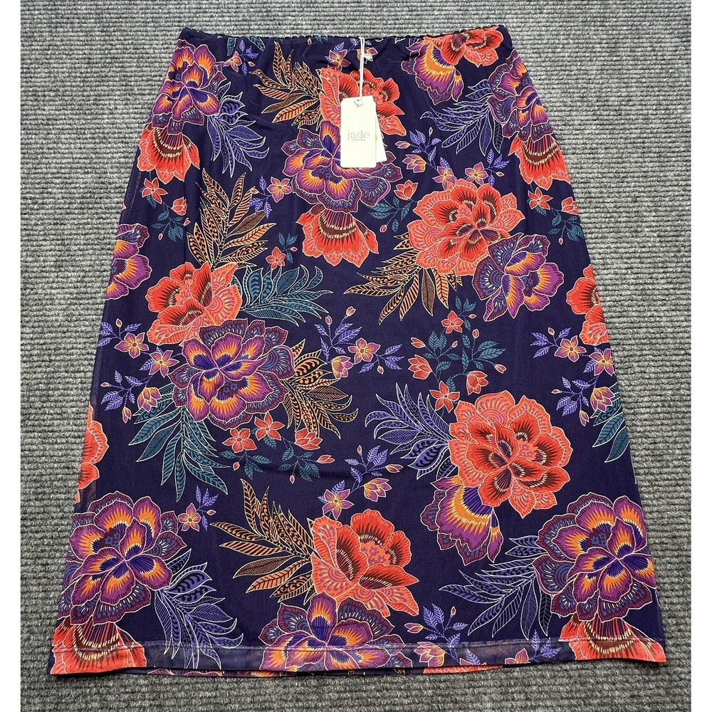 Johnny Was Lizandrea Mesh Midi Skirt Women XXL Purple Etta's Garden Floral